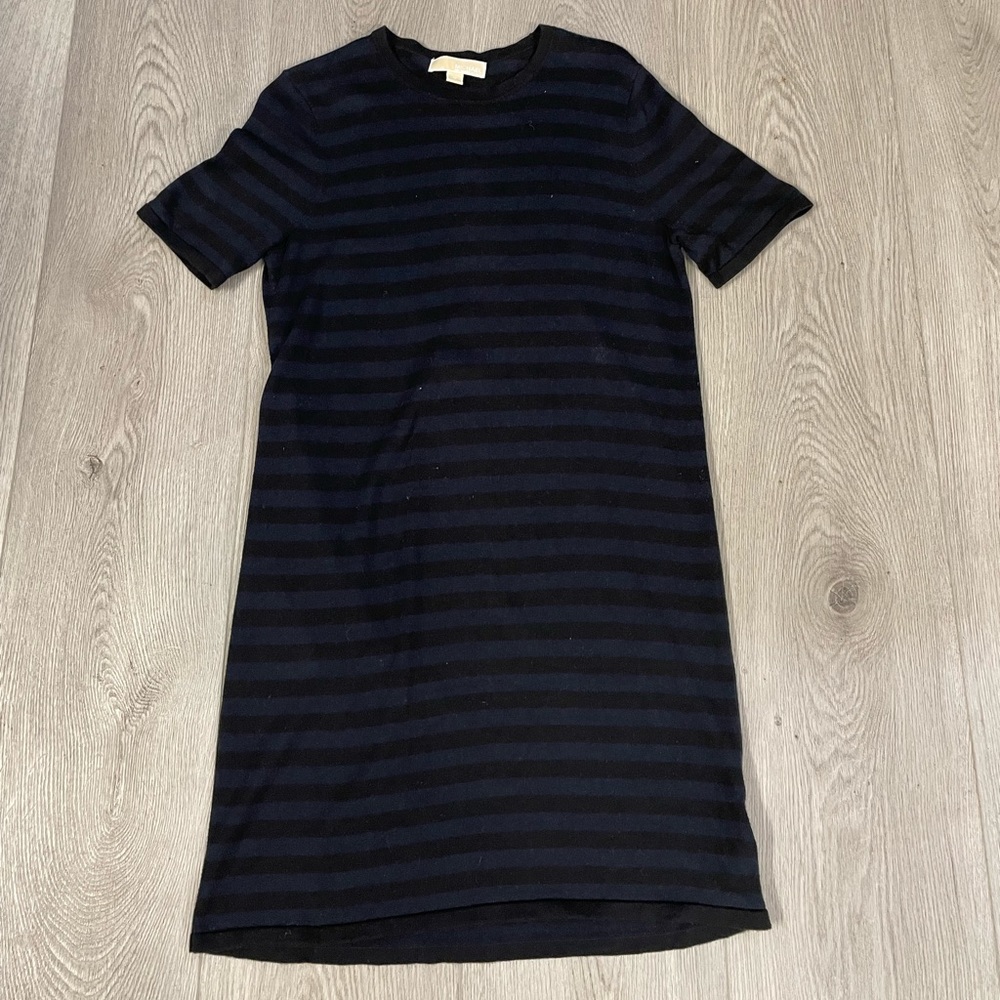 Michael Kors black and navy striped bodycon dress - size medium